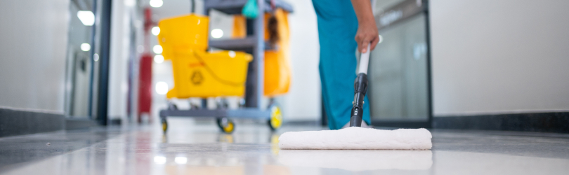 wet floor being mopped